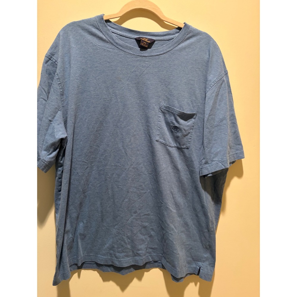 Brooks Brothers 346 Mens XXL Blue Cotton Pocket T-Shirt Short Sleeve Logo Tee